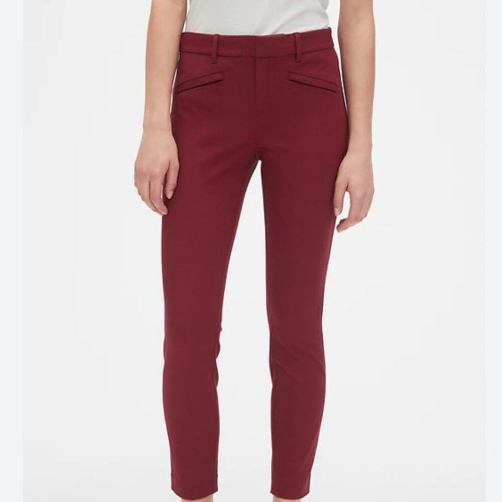 Women GAP Skinny High Rise Ankle Pants Burgundy Size 00R Casual Neutral
